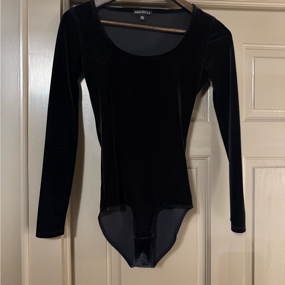 J. Crew Black Velvet Long Sleeve Bodysuit